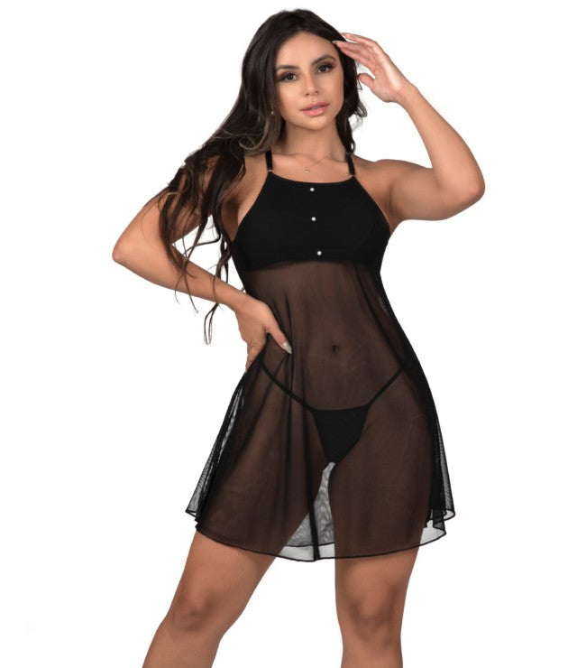 Camisola em tule com pérolas – Anita