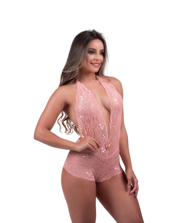 Body decotado todo em renda Mirella