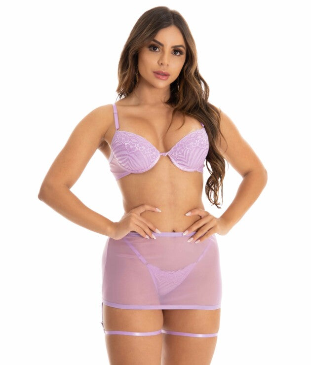 Conjunto com Bojo e Saia Transparente Sensual – Renata