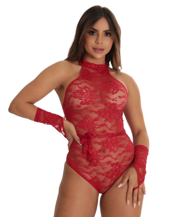 Body sensual com luva em renda – Carol