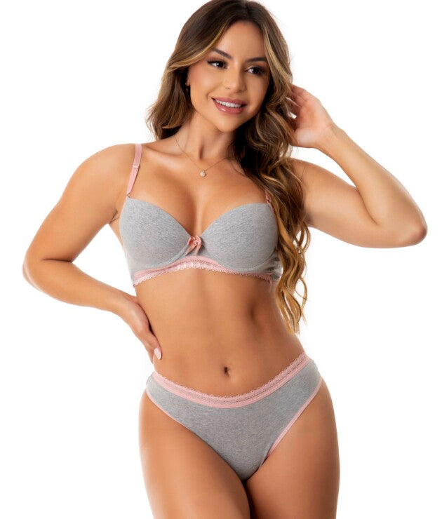 Conjunto de lingerie em algodão – Mescla