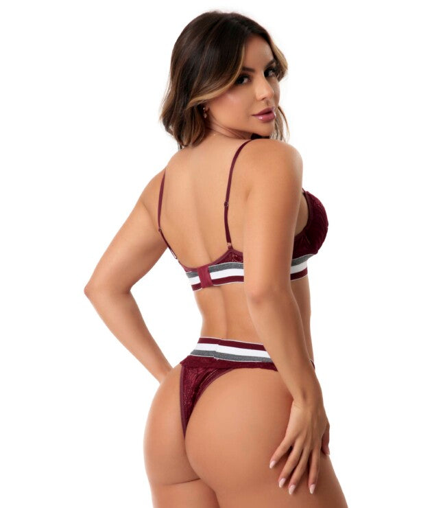 Conjunto Sensual com Elástico Listrado – Grizelda